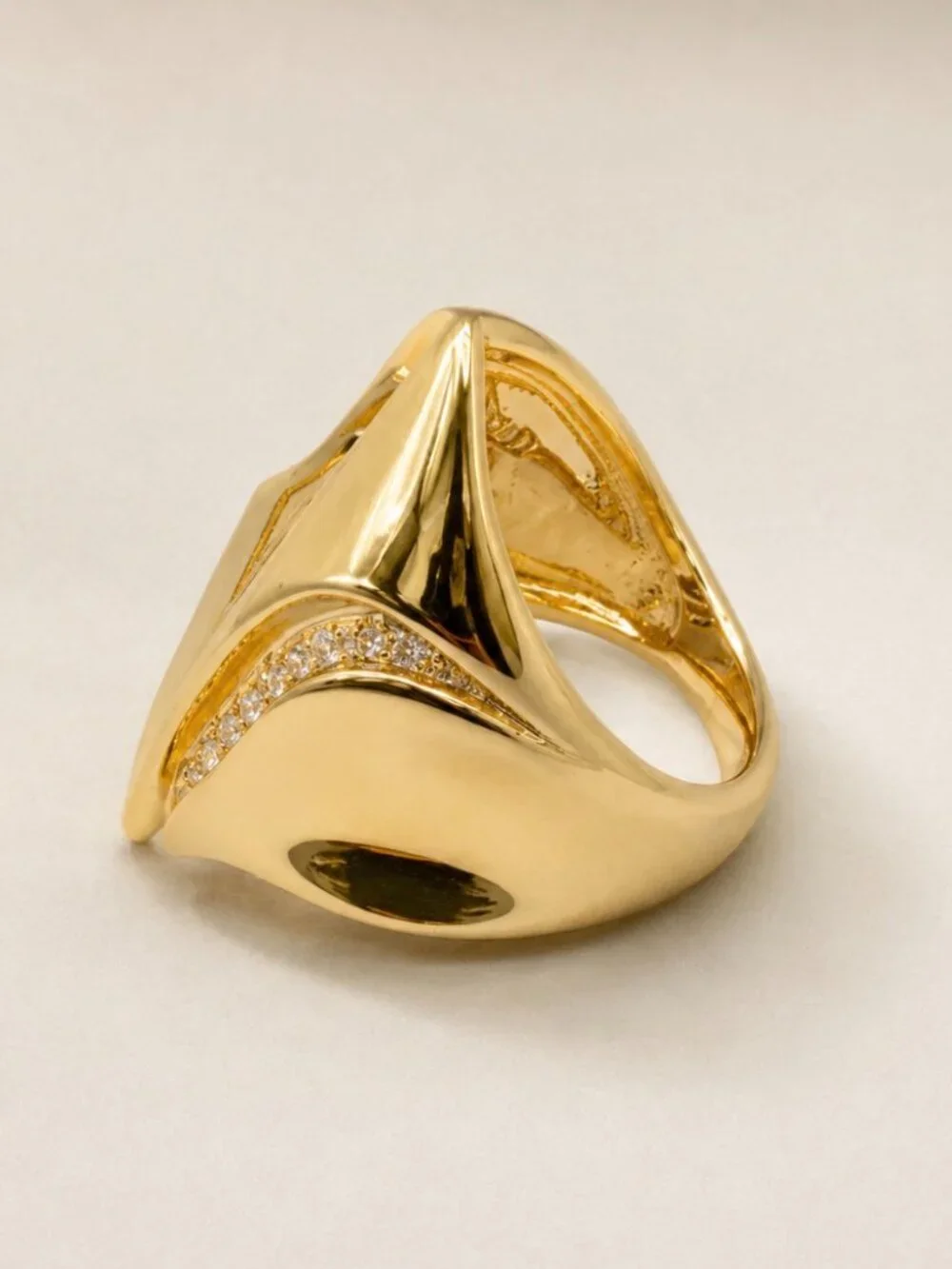Modern Sculptural Statement Ring-14K Gold Plated-Adjustable NEW! 🔥